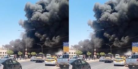 بالفيديو .. حريق كبير قرب إشارة الحزام في العاصمة عمّان