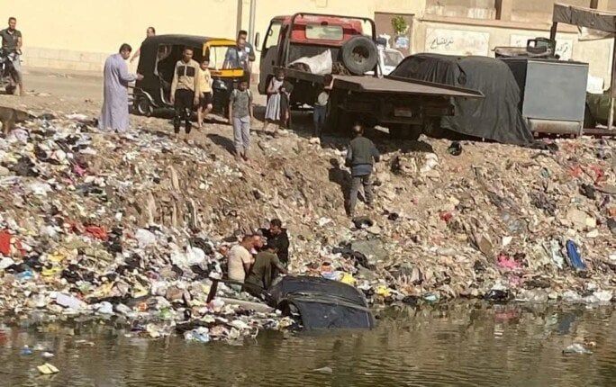 سقوط سيارة في ترعة الشرقاوية دون إصابات بقليوب