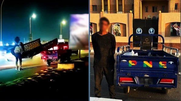القبض على عاطل حاول سرقة أجزاء حديدية من لافتات الطريق العام