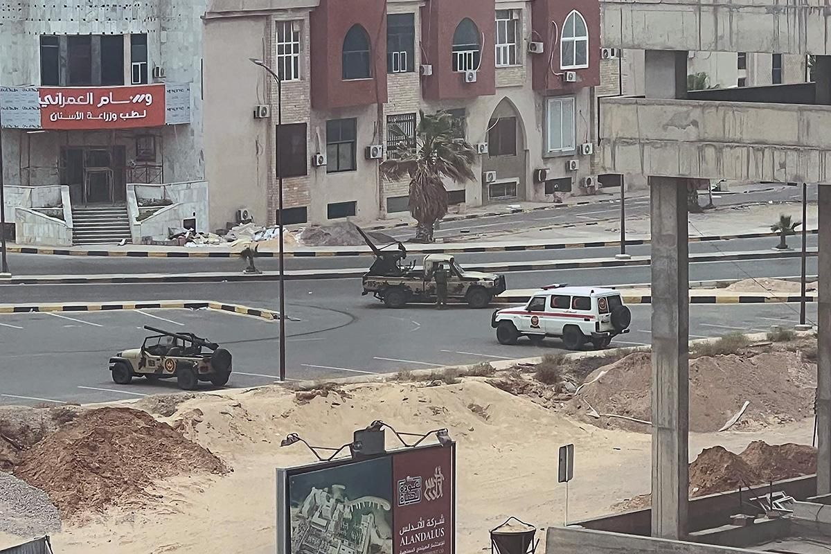 Libyan militias amid clashes in the streets of Tripoli.