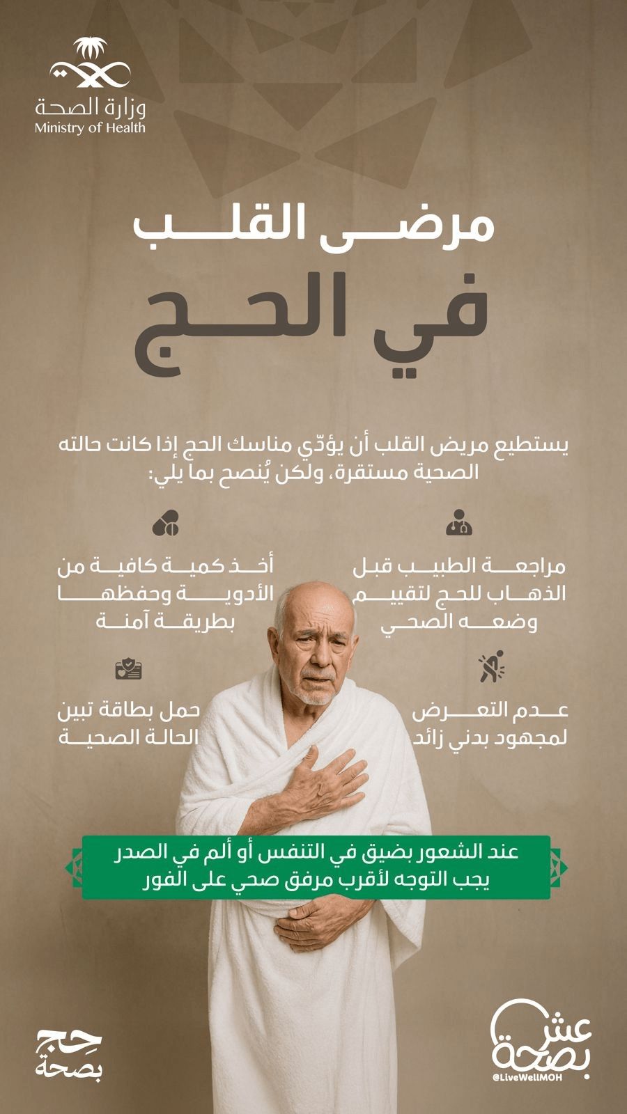 تفاصيل تعامل مرضى القلب في الحج