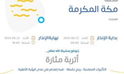 حالة الطقس اليوم في مكة المكرمة الإنذار البرتقالي في القنفذة