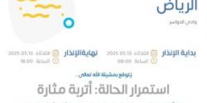 حالة الطقس اليوم في الرياض: الإنذار الأصفر في وادي الدواسر من المركز الوطني للأرصاد
