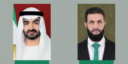 الرئيس الشرع يجري اتصالاً مع سمو الشيخ محمد بن زايد لبحث تطورات العلاقات السورية الإماراتية