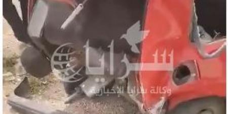 بالفيديو .. (4) إصابات بحادث تصادم على طريق الشونة الشمالية
