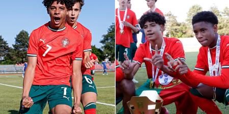 كيف احتفل ابن رونالدو بأولى أهدافه مع منتخب البرتغال (فيديو)
