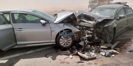 بالفيديو :7 إصابات في حادث مروع على طريق ضبعة بسبب الغبار الكثيف