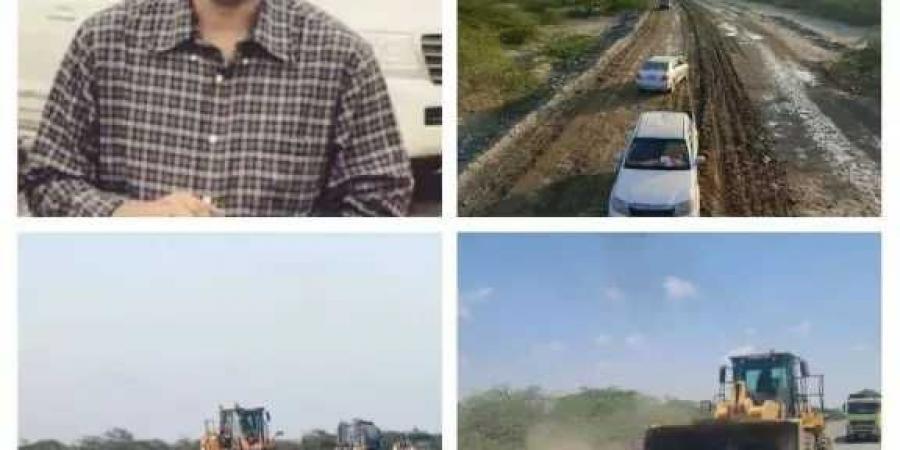 فريق مبادرة أبين المجتمعية يشرف على ترميم 140 كم من الطريق الدولي