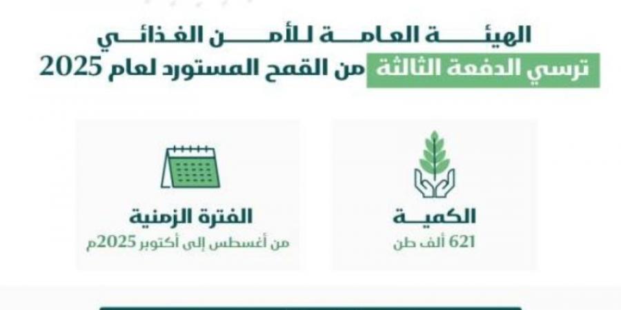 الهيئة العامة للأمن الغذائي ترسي الدفعة الثالثة من القمح المستورد هذا العام