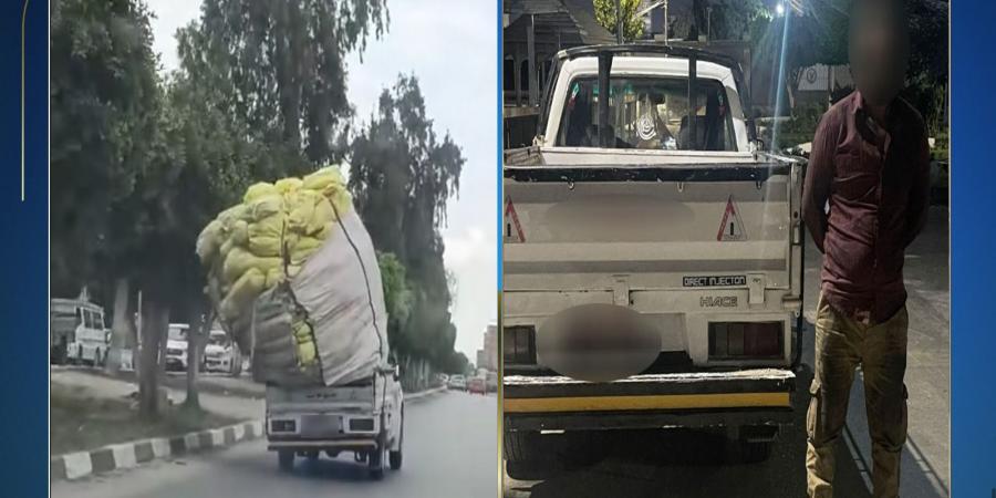 ضبط سائق ربع نقل لسيره بحمولة زائدة بالإسماعيلية 