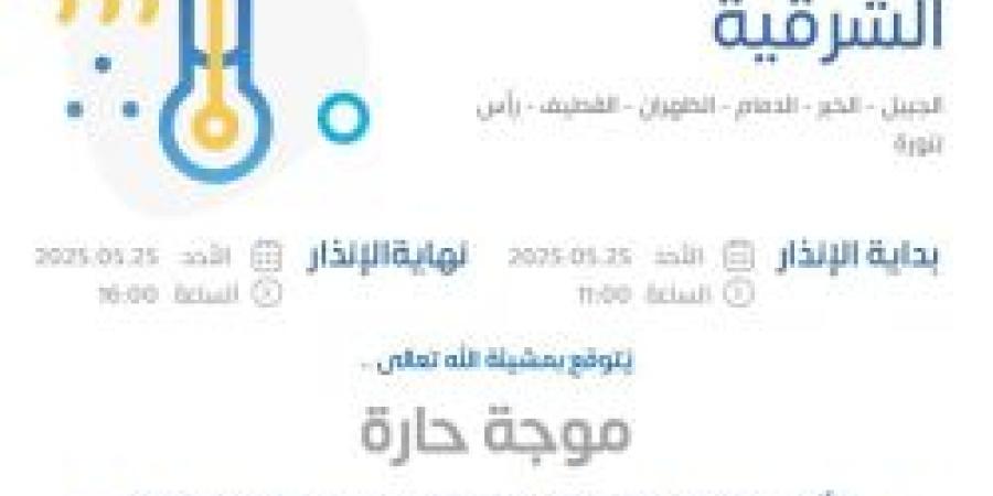 حالة الطقس اليوم في الشرقية: الإنذار الأصفر في الجبيل والخبر والدمام والظهران والقطيف ورأس تنورة