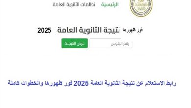 نتيجة الثانوية العامة 2025: