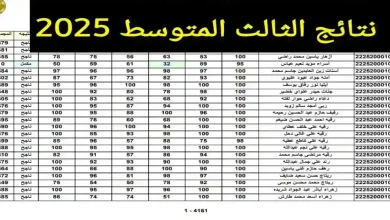 استعلام نتائج الثالث المتوسط 2025 الدور الأول بالرقم الامتحاني