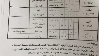 جدول امتحانات الدور الثاني 2024/2025 بالجيزة لجميع المراحل الدراسية