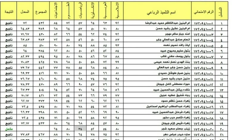 نتائج السادس الإعدادي بالعراق 2025 الدور الأول عبر موقع نتائجنا (النجف – الرصافة – ذي قار)